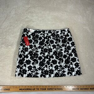 Izod Womens Floral Stripe Stretch Skirt Black White Size 16 NWT 8881 M2014